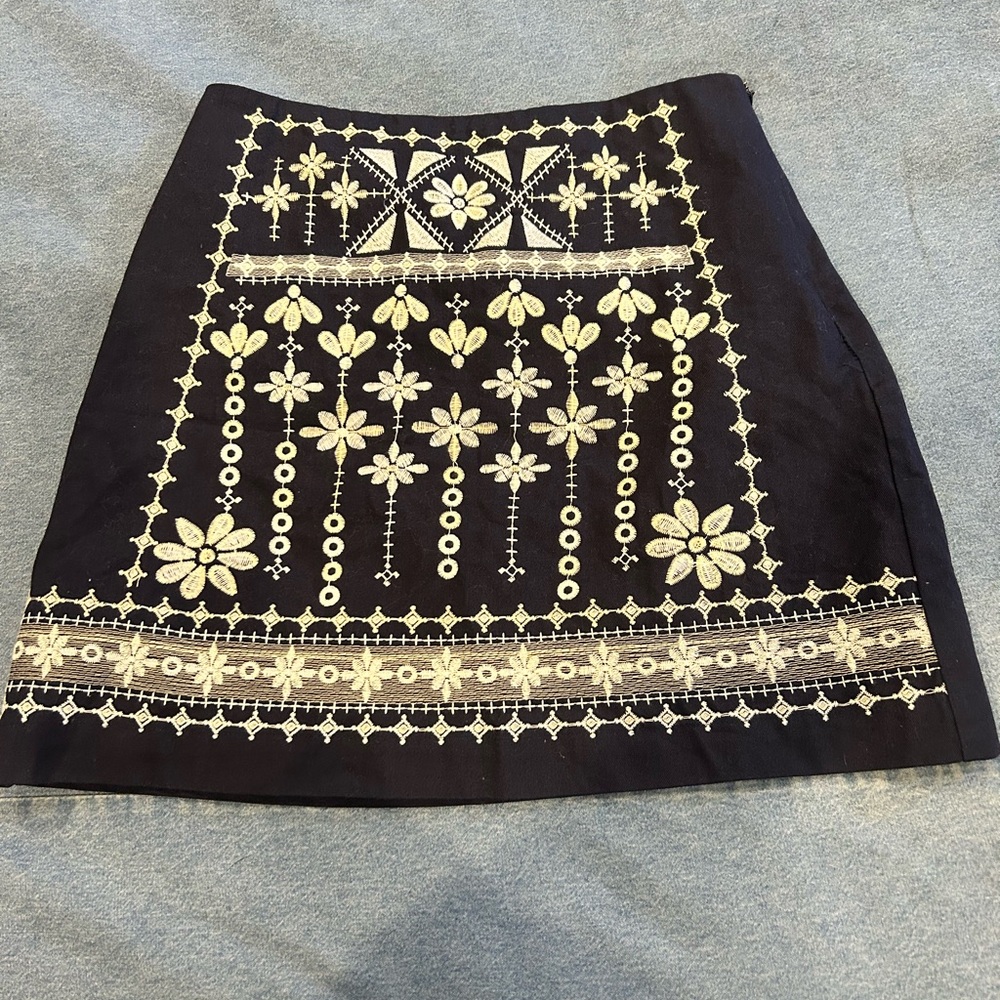 Blue Rain Dark Navy Mini Skirt with Embroidery S